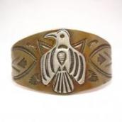 Antique Silver Thunderbird Patch Copper Cuff Bracelet c.1930
