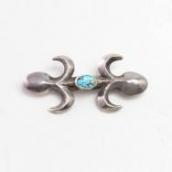Vtg Navajo Casted Silver Small Pin w/No.8 Turquoise c.1950～