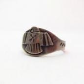 Antique Thunderbird Patched Mens Silver Tourist Ring c.1930～