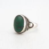 Antique Navajo Stamped Silver Ring w/Green Turquoise c.1915～