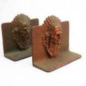 Antique Indian Chief Cast Iron Bookends 1920～