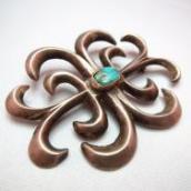 Antique Cast Pin Brooch with Turquoise  c.1930～