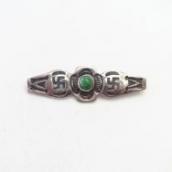 Atq 卍 & Arrows Stamped Small Pin w/Green Turquoise  c.1930