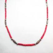 Vintage Coral & Silver Bead Rebuild Single Strand Necklace