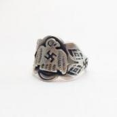 Antique 卍 Stamped Thunderbird Patch Tourist Ring  c.1930