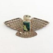 Antique Stamped Thunderbird Shape Silver Pin w/Sq.TQ c.1935～