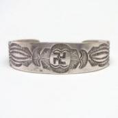 Antique Navajo 卍 Stamped Ingot Silver Cuff Bracelet  c.1920～