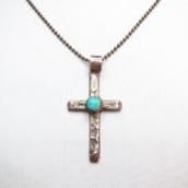 OLDPAWN Small Cross Fob w/TQ Necklace  c.1980