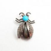 Vintage Silver Beetle Bug Shape Pin w/TQ  c.1970
