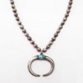 【Greg Lewis】Naja w/Vtg "Navajo Pearl" Silver Bead Necklace