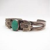 Antique Two Thunderbird Patched Small Cuff Bracelet  c.1930