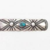 Antique Navajo Chiseled Ingot Silver Pin w/Turquoise  c.1940