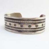 Vintage Navajo Stamped IngotSilver Wide Cuff Bracelet c.1940