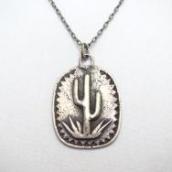 Vintage Cactus Motif Tag Pendant Necklace  c.1945～