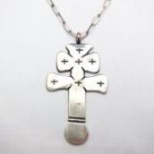 Vintage Stamped Dragonfly Cross Necklace  c.1960