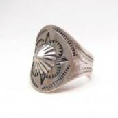 Antique Shell Repoused & ❤︎ Stamped Mens Tourist Ring c.1930