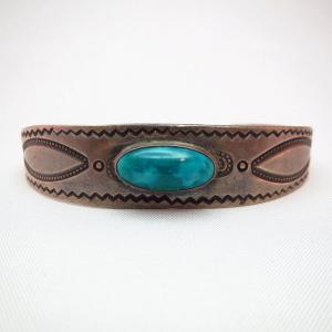 Antique Ingot Silver with Turquoise Cuff  c.1930