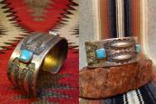 Antique Navajo Stamped Ingot Silver Wide Cuff w/TQ  c.1920～