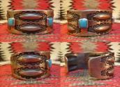 Antique Navajo Stamped Ingot Silver Wide Cuff w/TQ  c.1920～