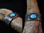 Vintage Navajo Heavy Silver Overlay Cuff w/Gem #8 TQ c.1950～