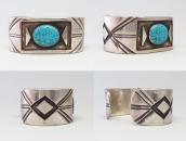 Vintage Navajo Heavy Silver Overlay Cuff w/Gem #8 TQ c.1950～