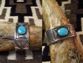 Vintage Navajo Heavy Silver Overlay Cuff w/Gem #8 TQ c.1950～