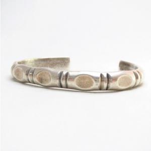 Joe D Yazzie Chiseled Half-Round Wire Cuff Bracelet c.1960 2