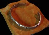 Joe D Yazzie Chiseled Half-Round Wire Cuff Bracelet c.1960 2