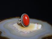 【Mike Bird Romero】Ohkay Owingeh Heavy Silver Ring w/Coral