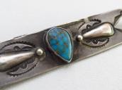 Vtg Navajo Stamped Ingot Silver Pin Brooch w/Gem TQ  c.1935～