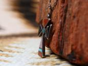 Vintage Zuni Multi-Stone Inlay Cross Fob Necklace  c.1955～