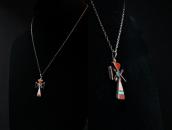 Vintage Zuni Multi-Stone Inlay Cross Fob Necklace  c.1955～
