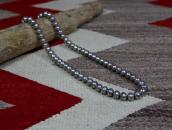 Old "Navajo Pearl" Heavy Handmade Slv Bead Necklace c.1970～