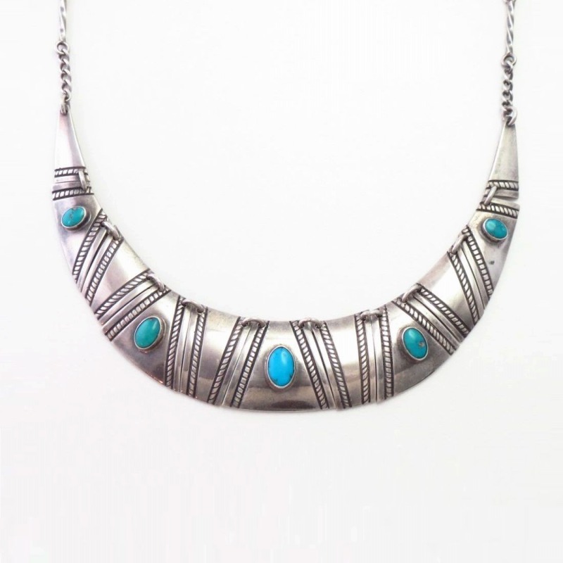 【Fred Thompson】 Navajo Stamped Breastplate Necklace c.1965～