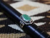 Vintage Zuni Carved Turquoise In Leaf Bezel Ring  c.1960～