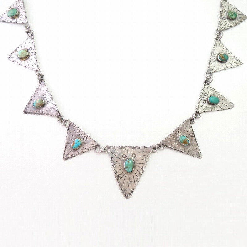 Antique Navajo BuntingGarland Design Silver Necklace c.1935～
