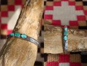 Atq Navajo Stamped Triangle Wire Cuff w/3 Turquoise c.1915～