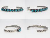 Vtg Zuni Carved Turquoise Row Narrow Cuff Bracelet  c.1950