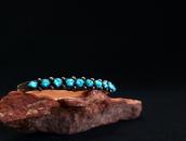 Vtg Zuni Carved Turquoise Row Narrow Cuff Bracelet  c.1950