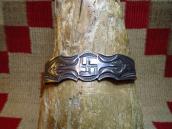 Antique 卍 Whirling Log Stamped Silver Cuff Bracelet  c.1920～