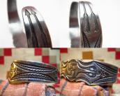 Antique 卍 Whirling Log Stamped Silver Cuff Bracelet  c.1920～