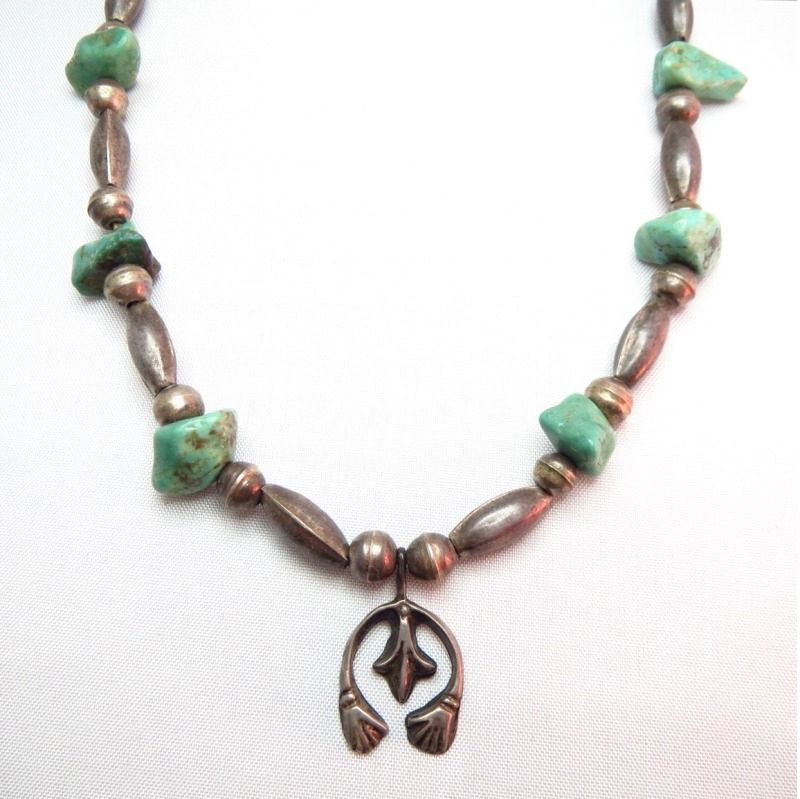 Vintage Silver Beads Necklace w/Small Naja c.1950～
