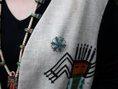 Zuni Vintage "Dishta Style" Inlay Silver Pin Brooch  c.1950～
