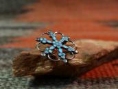 Zuni Vintage "Dishta Style" Inlay Silver Pin Brooch  c.1950～