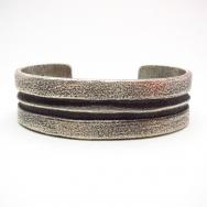 Chris Billie Navajo Tufa Cast Linear Silver Cuff Bracelet