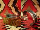 Chris Billie Navajo Tufa Cast Linear Silver Cuff Bracelet