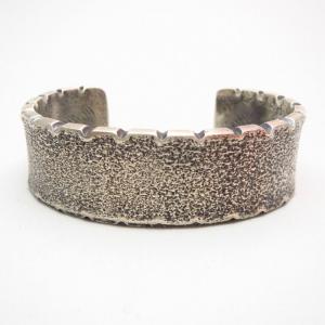 Chris Billie Navajo Tufa Cast Filed Rim Silver Cuff Bracelet
