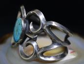 Vtg Navajo Casted Slv Cuff w/Nevada Blue Turquoise c.1940～