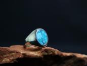 Vintage Navajo Turquoise Inlay Cast Silver Seal Ring c.1965～