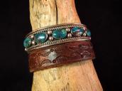 Vintage Cuff with Five Bisbee Turquoise  c.1950